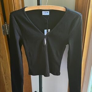 Noisy may Black Crop Top Long Sleeve Top